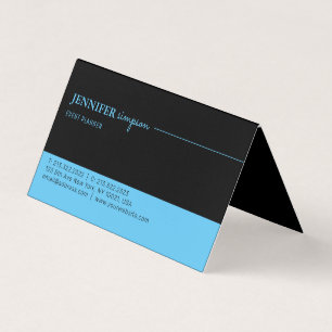 Carte De Visite Professionnel élégant Bleu et Noir plié