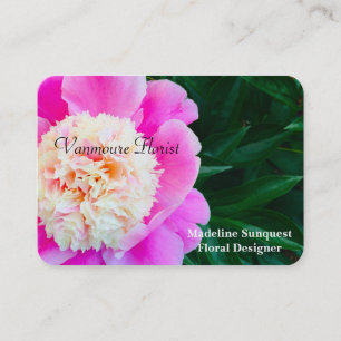 Carte De Visite Professionnel élégant de jolie pivoine de Vanmoure