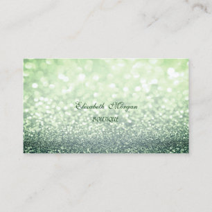 Carte De Visite Professionnel Élégant Glittery Green Bokeh
