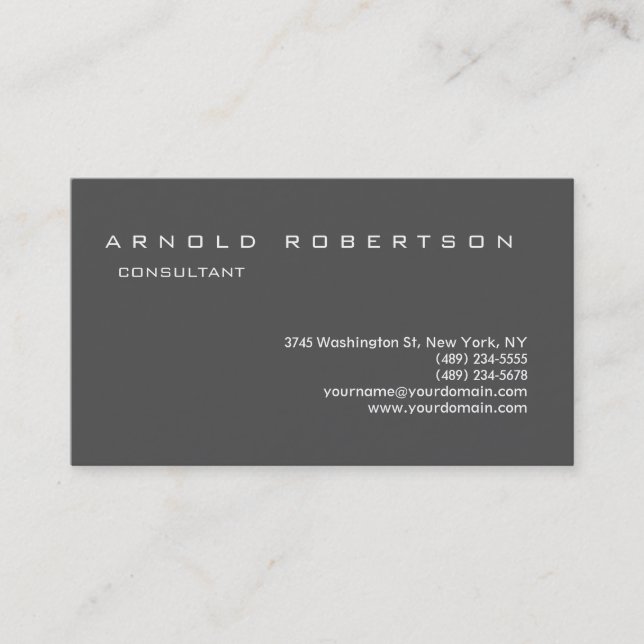 Carte de visite professionnel élégant gris clair (Devant)