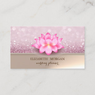 Carte De Visite Professionnel Élégant Lotus Glittery Bokeh