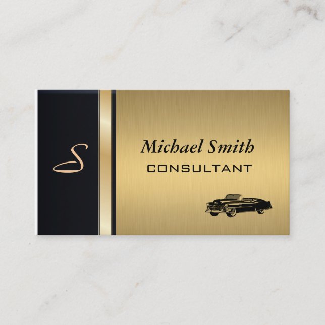 Carte De Visite Professionnel élégant luxe luxe vieil or voiture (Devant)