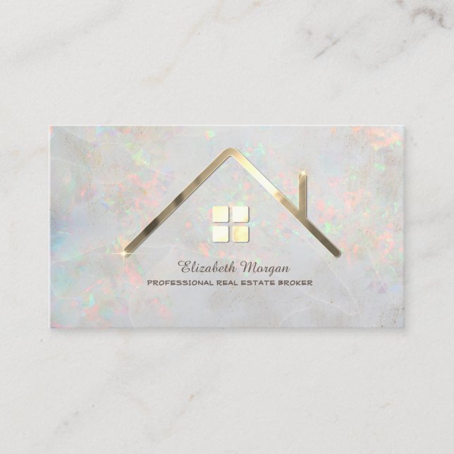 Carte De Visite Professionnel Élégant Maison Immobilier Agent Opal (Devant)