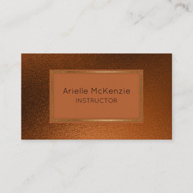 Carte De Visite Professionnel Élégant Métallique Moderne Cuivre Or (Devant)
