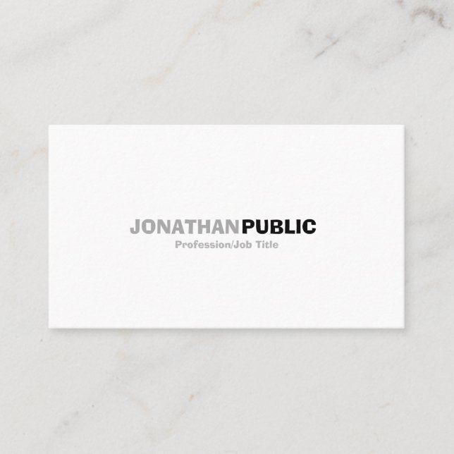 Carte De Visite Professionnel Élégant Moderne Blanc Simple Plain (Devant)