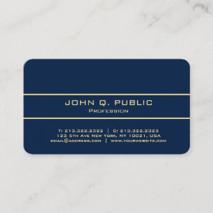 Carte De Visite Professionnel Élégant Moderne Bleu Et Or Luxe
