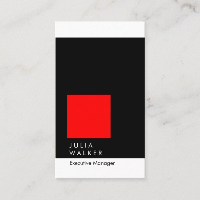 Carte De Visite Professionnel élégant moderne noir rouge blanc (Devant)