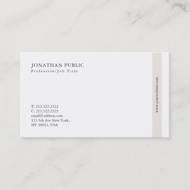 Carte De Visite Professionnel Élégant Moderne Simple Plain (Devant)