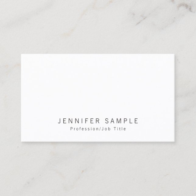 Carte De Visite Professionnel Élégant Moderne Smart Chic Blanc (Devant)