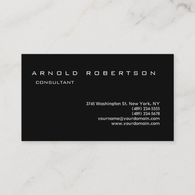 Carte de visite professionnel élégant noir clair (Devant)