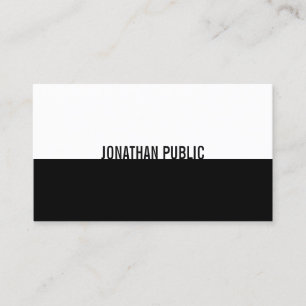 Carte De Visite Professionnel Élégant Noir Et Blanc Simple Plain
