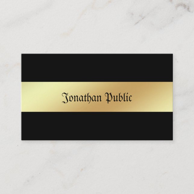 Carte De Visite Professionnel Élégant Noir Et Or Glamour (Devant)