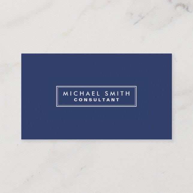 Carte De Visite Professionnel Élégant Plat Simple Moderne Bleu (Devant)
