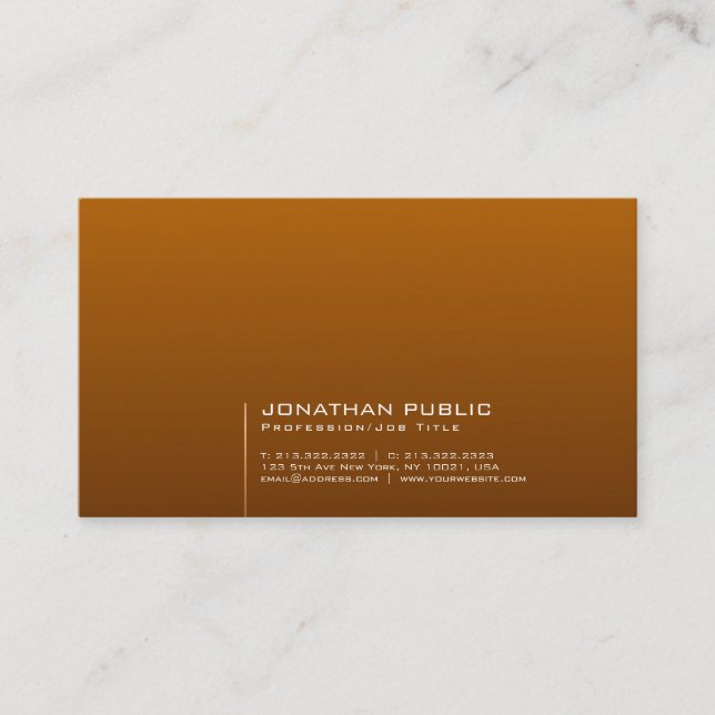 Carte De Visite Professionnel élégant Rouge Brown moderne Plain (Devant)