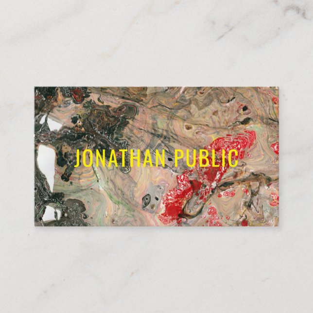 Carte De Visite Professionnel Élégant Rouge moderne Brown Abstrait (Devant)