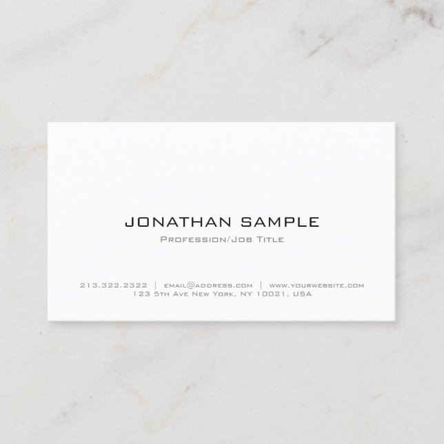 Carte De Visite Professionnel Élégant Simple Blanc Moderne Modèle (Devant)