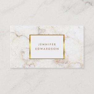 Carte De Visite Professionnel élégant simple de marbre d'or blan
