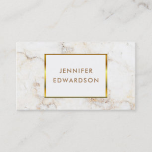 Carte De Visite Professionnel élégant simple de marbre d'or blan