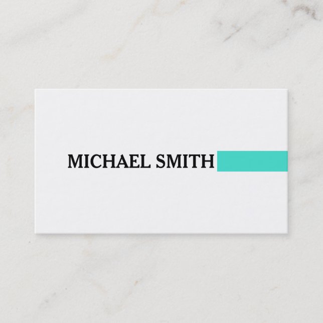 Carte De Visite Professionnel Élégant Turquoise Moderne Blanc clai (Devant)
