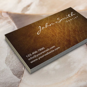 Carte De Visite Professionnel en cuir Brown chic de dentiste