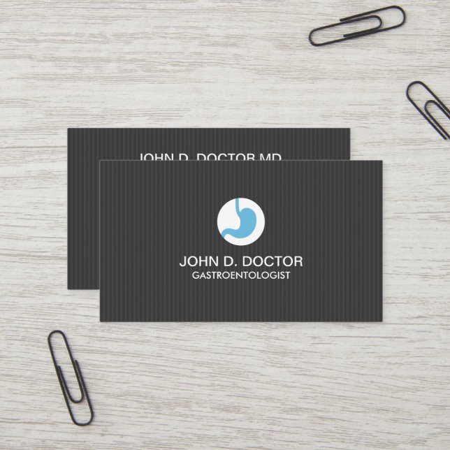 Carte De Visite Professionnel en gastrologie ou gastrologue gris f (Devant/Arrière en situation)