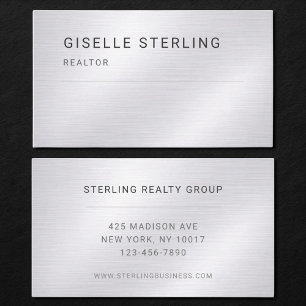 Carte De Visite Professionnel en métallisé argenté Realtor
