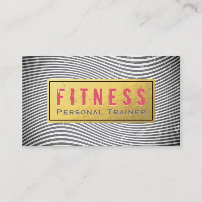 Carte De Visite Professionnel Fitness Personal Trainer Black & Gol (Devant)