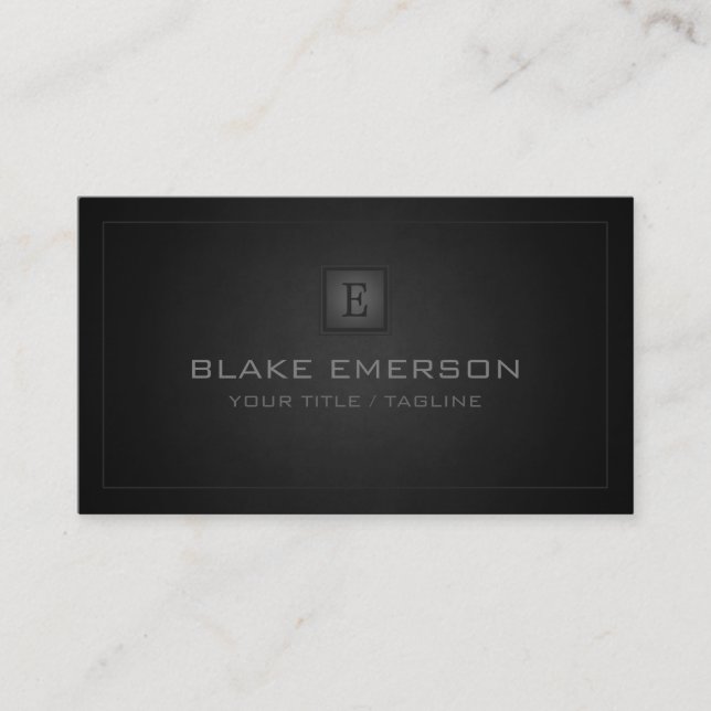 Carte de visite professionnel foncé de monogramme (Devant)