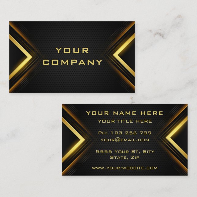 Carte de visite professionnel Gold Black (Devant / Derrière)
