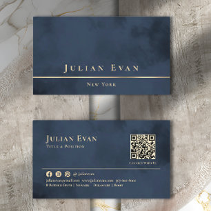 Carte De Visite Professionnel Gold Navy Blue Luxe