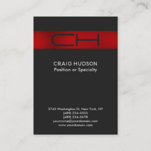 Carte de visite professionnel Gray Red Monogram