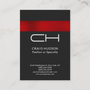 Carte de visite professionnel Gray Red Monogram
