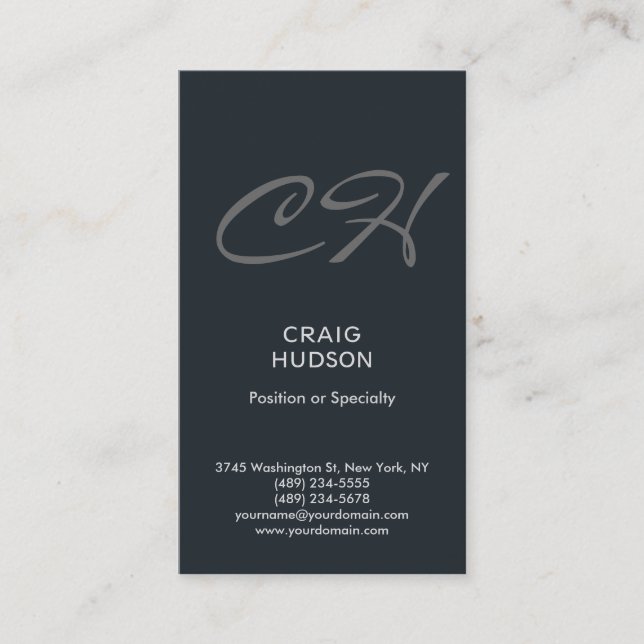Carte de visite professionnel Grayish Blue Monogra (Devant)