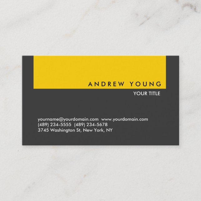 Carte de visite professionnel gris clair jaune (Devant)