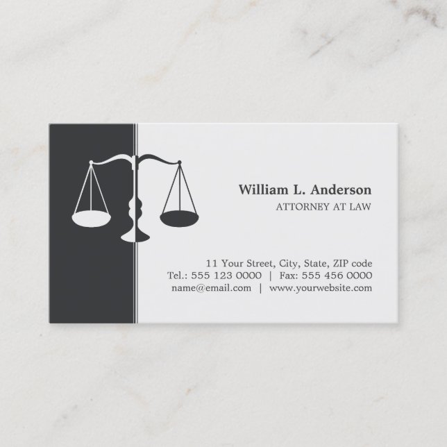 Carte de visite professionnel (gris) d'avocat de (Devant)