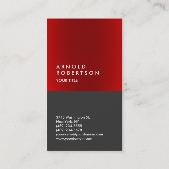 Carte de visite professionnel gris rouge vertical (Devant)