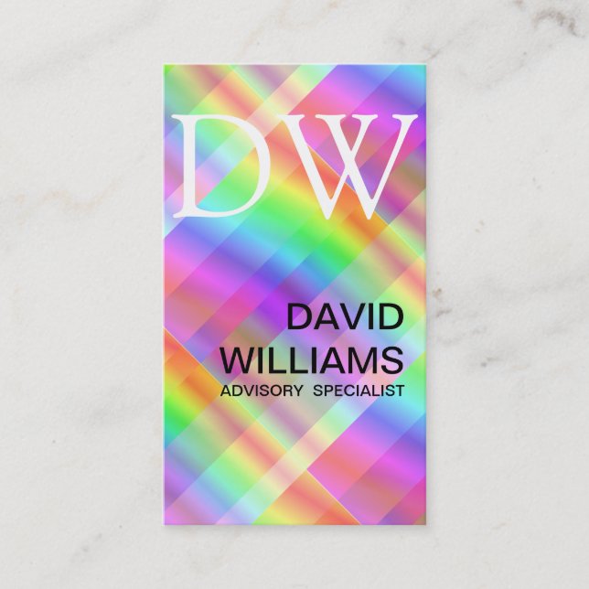CARTE DE VISITE PROFESSIONNEL HOLOGRAMME IRIDESCENT ÉLÉGANT BLANC (Devant)
