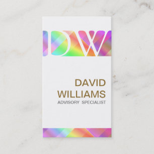 CARTE DE VISITE PROFESSIONNEL HOLOGRAMME IRIDESCENT ÉLÉGANT BLANC