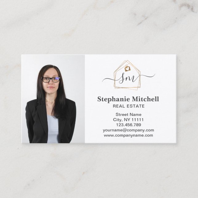 Carte De Visite Professionnel Insertion Photo Immobilier Realtor (Devant)
