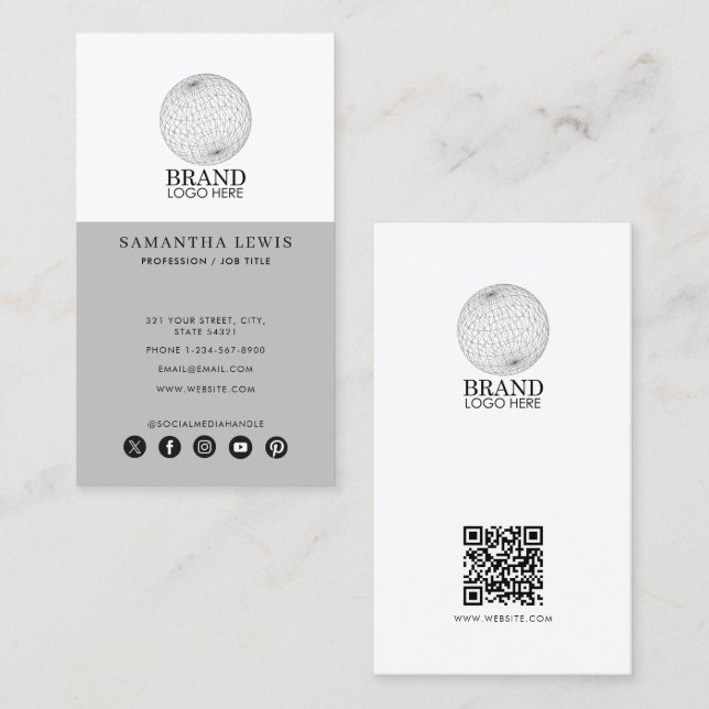 Carte De Visite Professionnel Logo d'entreprise Médias sociaux Cod (Devant / Derrière)