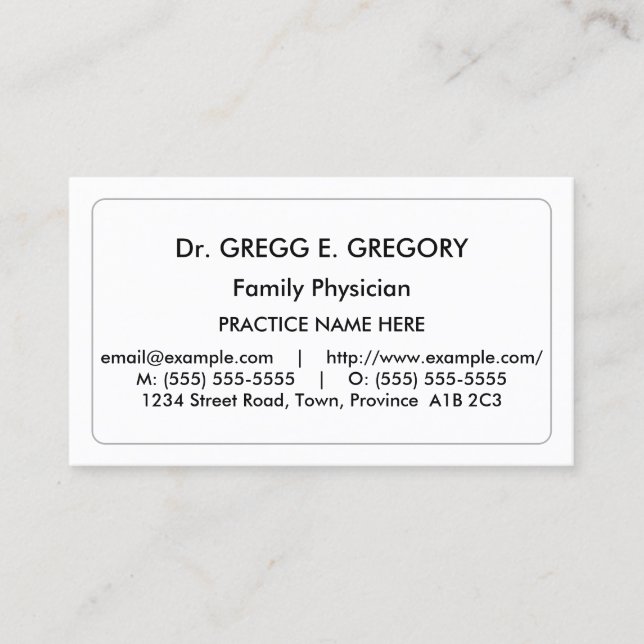 Carte de visite professionnel Médicale (Devant)