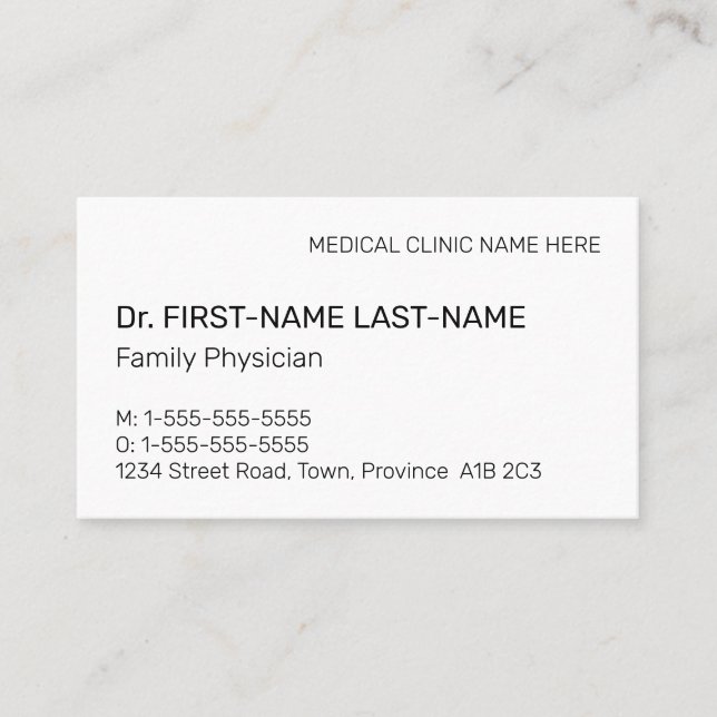 Carte de visite professionnel Médicale (Devant)