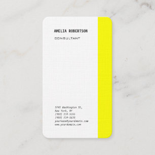 Carte De Visite Professionnel minimaliste blanc jaune moderne