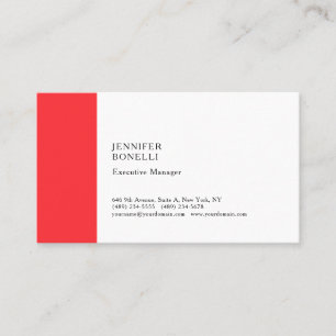 Carte De Visite Professionnel minimaliste moderne rouge blanc