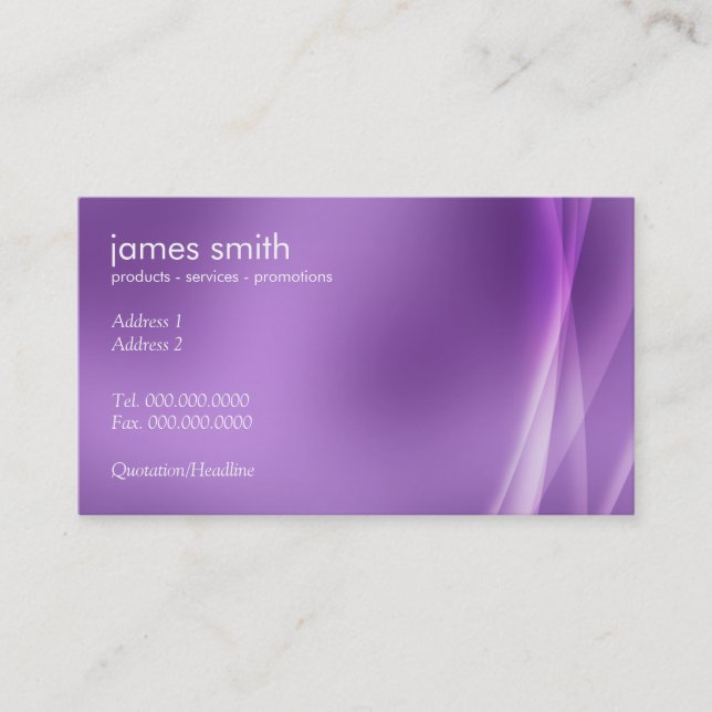 Carte De Visite Professionnel moderne Abstrait violet (Devant)