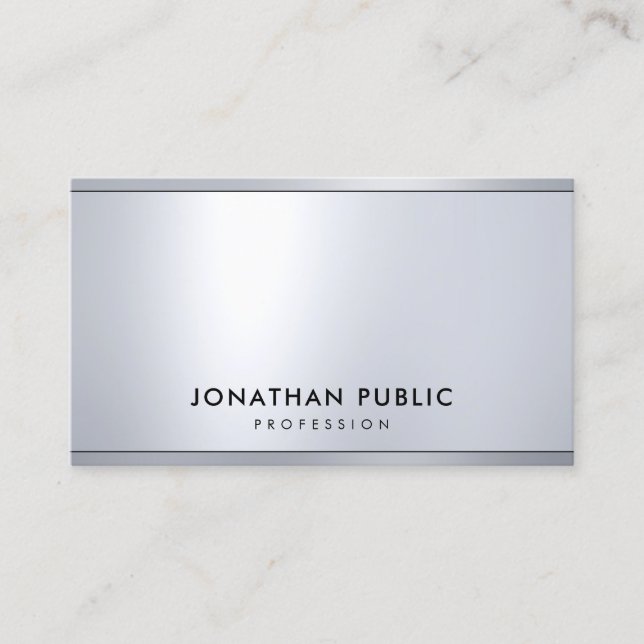 Carte De Visite Professionnel Moderne Argent Metallic Look élégant (Devant)