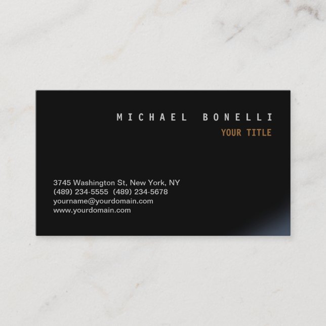 Carte de visite professionnel moderne Black Chic (Devant)