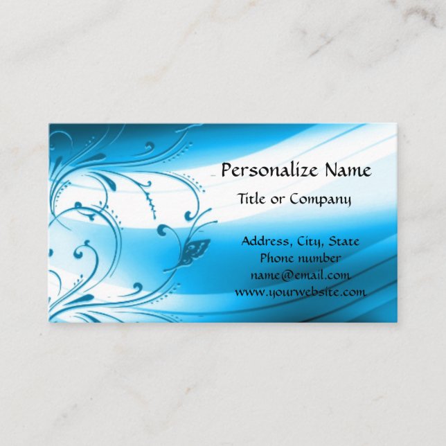 Carte De Visite Professionnel moderne Blue Art Déco (Devant)