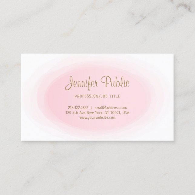 Carte De Visite Professionnel Moderne Blush Rose Or Élégant Simple (Devant)