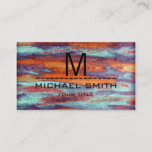 Carte De Visite Professionnel Moderne Couleur Rétro Monogramme En